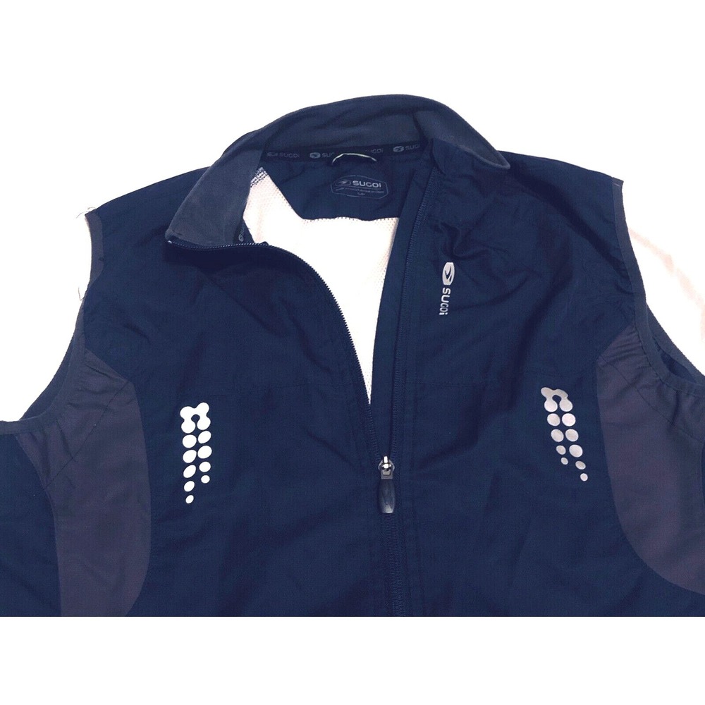 SUGOI Cycling Vest Men's Small - Blue-Nylon Back Mesh Vented Reflective Full Zip